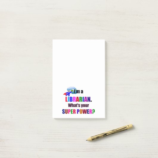 Librarian Superhero - kühl farbiges Textdesign Post-it Klebezettel (Auf Schreibtisch)