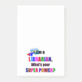Librarian Superhero - kühl farbiges Textdesign Post-it Klebezettel (Vorderseite)