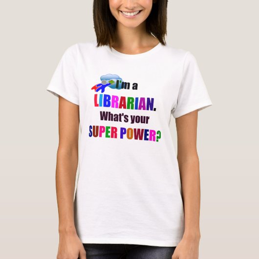 Librarian Superhero - kühl farbiges Textdesign T-Shirt (Vorderseite)