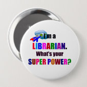 Librarian Superhero, kühn, farbenfroh, Button (Vorne & Hinten)