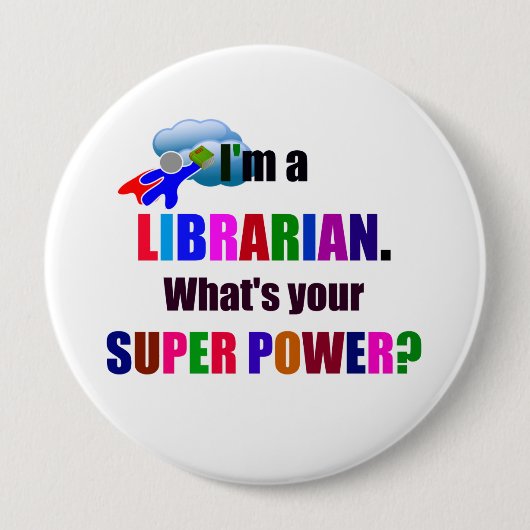 Librarian Superhero, kühn, farbenfroh, Button (Vorderseite)