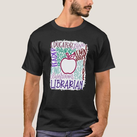 Librarian Teacher In Typography Teacher Back 2 Sch T-Shirt (Vorderseite)