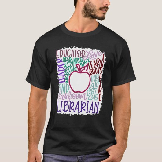 Librarian Teacher In Typography Teacher Back 2 Sch T-Shirt (Vorderseite)