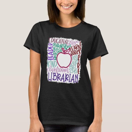 Librarian Teacher In Typography Teacher Back 2 Sch T-Shirt (Vorderseite)