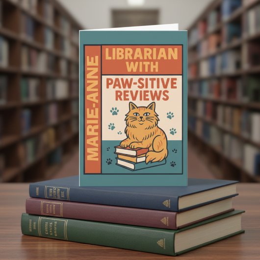 Librarian With Paw-sitive Reviews Cat & Book Lover Karte