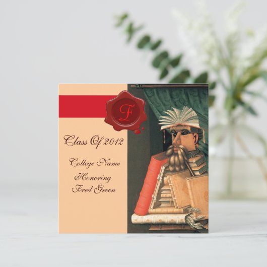 LIBRARISCHER ABSCHLUSS PARCHMENT WAX SIEGEL MONOGR EINLADUNG (Stehend Vorderseite)