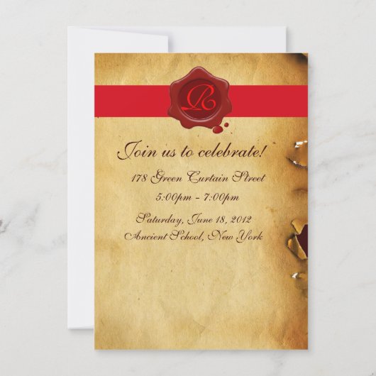 LIBRARISCHER ABSCHLUSS PARCHMENT WAX SIEGEL MONOGR EINLADUNG (Rückseite)