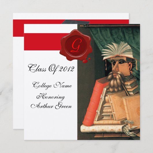 LIBRARISCHER ABSCHLUSS PARCHMENT WAX SIEGEL MONOGR EINLADUNG (Vorne/Hinten)