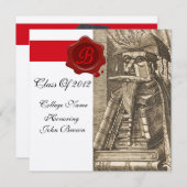 LIBRARISCHER ABSCHLUSS PARCHMENT WAX SIEGEL MONOGR EINLADUNG (Vorne/Hinten)