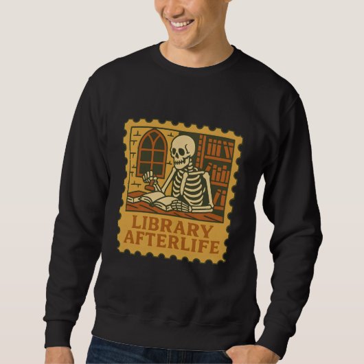 Library Afterlife - Gothic Skeleton Librarian Shir Sweatshirt (Vorderseite)