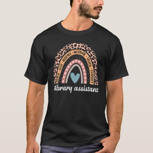 Library Assistant Rainbow Leopard Librarian T-Shirt (Vorderseite)