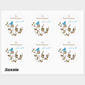 Library Blue Brown Bird Book Stickers (Blatt)