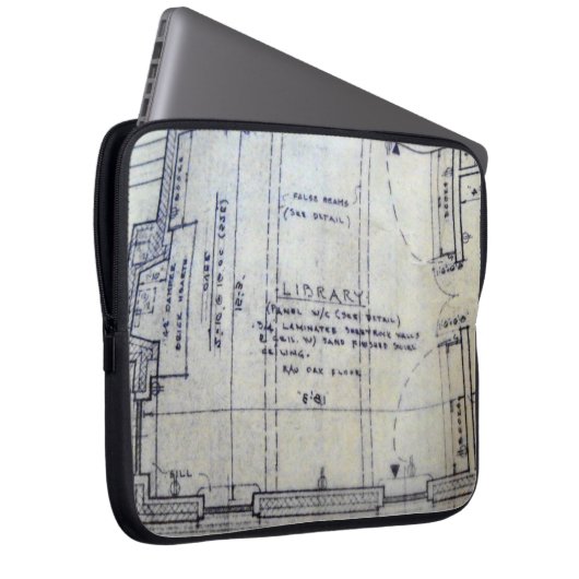 Library Blueprint Laptop Sleeve (Vorne Rechts)