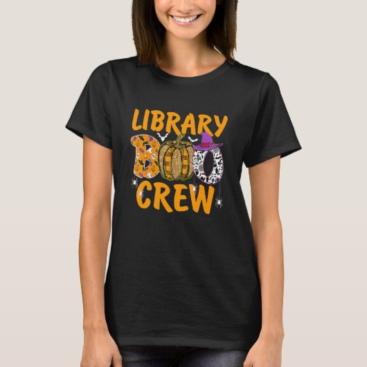 Library Boo Crew School Librarian Halloween Librar T-Shirt (Vorderseite)
