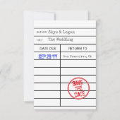 Library Book Checkcard Save the Date (Vorderseite)
