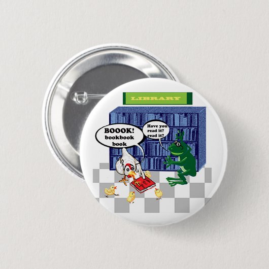 LIBRARY BOOK CHOOK JOKE BUTTON (Vorne & Hinten)