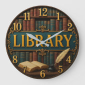 Library book lover reading room große wanduhr (Vorderseite)