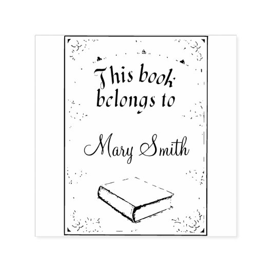 Library Book Personalisiert Self Inking Rubber Bri Permastempel (Design)