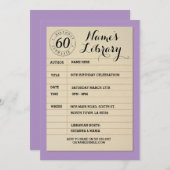 Library Card Book Birthday Party Vintag Einladung (Vorne/Hinten)