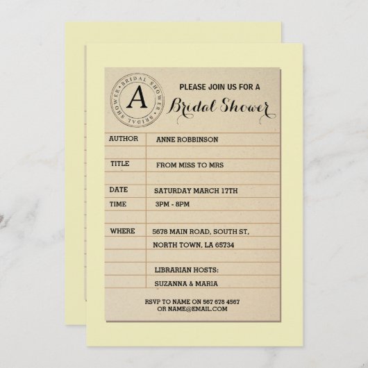 Library Card Book Brautparty Book Party Einladung (Vorne/Hinten)