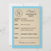 Library Card Graduation Party Blue Book Invite Einladung (Vorderseite)