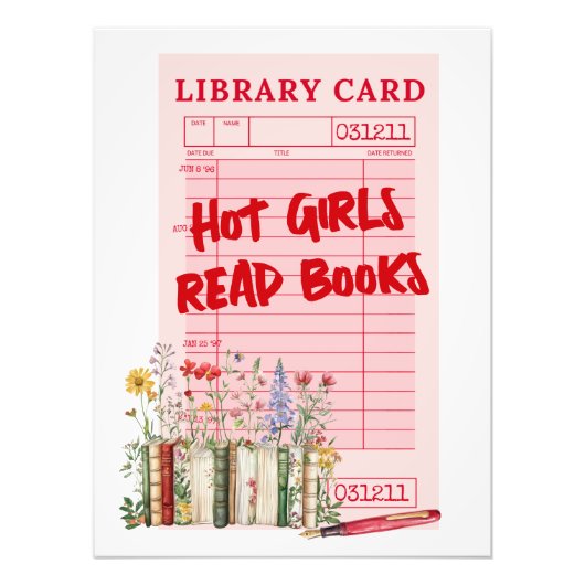 Library Card Hot Girls Read Books Fotodruck (Vorne)
