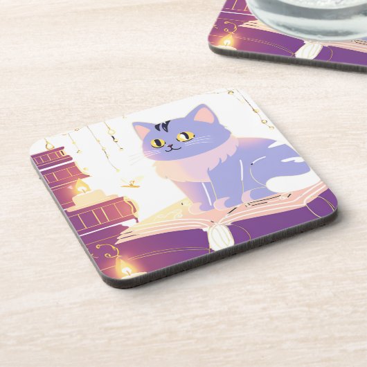 Library Cat Café Getränkeuntersetzer (Linke Seite)