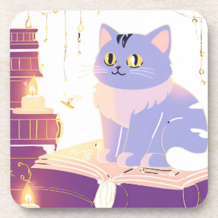 Library Cat Café Getränkeuntersetzer