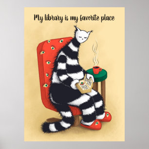 Library Cat Lover Libarian Poster