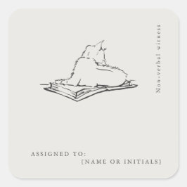 Library Cat- Naturalist Menagerie Archive  Quadratischer Aufkleber