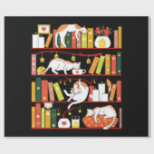 Library cats autumn colour version geschenkpapier (Flach)