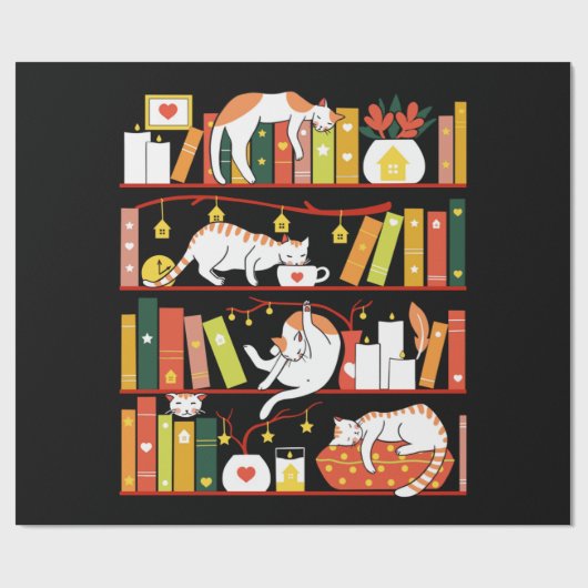 Library cats autumn colour version geschenkpapier (Flach)