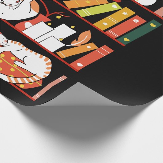 Library cats autumn colour version geschenkpapier (Ecke)
