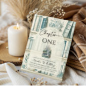 Library Chapter ONE Blue Boy Book 1st Birthday Einladung