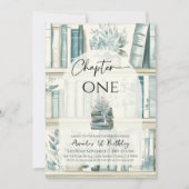 Library Chapter ONE Blue Boy Book 1st Birthday Einladung (Vorderseite)