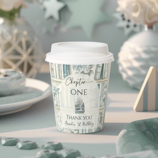 Library Chapter ONE Blue Boy Book 1st Birthday Pappbecher