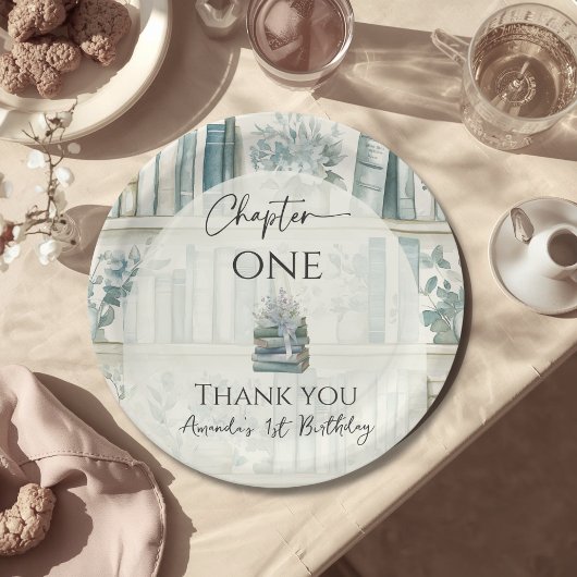 Library Chapter ONE Blue Boy Book 1st Birthday Pappteller