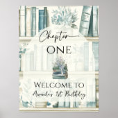 Library Chapter ONE Blue Boy Book 1st Birthday Poster (Vorne)