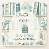 Library Chapter ONE Blue Boy Book 1st Birthday Rechteckiger Pappuntersetzer (Vorderseite)