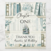 Library Chapter ONE Blue Boy Book 1st Birthday Weinetikett (Einzelnes Label)