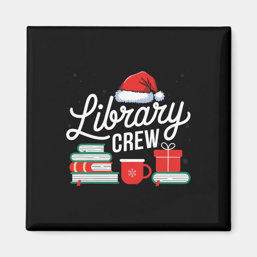 Library Crew Book Lovers Librarian Xmas Holiday Ch Magnet (Vorne)