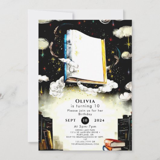 Library Fairytale Custom Storybook Geburtstag Einladung (Vorderseite)