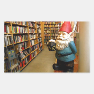 Library Gnome I Rechteckiger Aufkleber