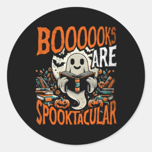Library Halloween Shirt Book Lover Design Ghost Wi Runder Aufkleber