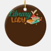 Library Lady Librarian Reader Bookworm Keramik Ornament (Hinten)
