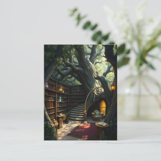 Library Nestled Within The Branches Postkarte (Stehend Vorderseite)