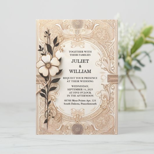 Library Old English Book Club Cover Wedding Einladung (Stehend Vorderseite)