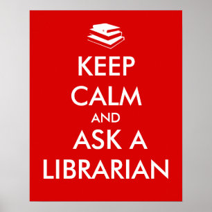 Library Poster Behalte ruhigen Stapel von Büchern