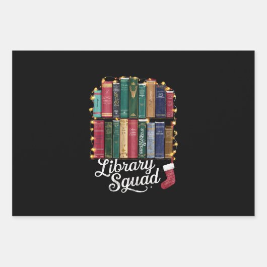 Library Squad Christmas Book Lovers Team Reading Geschenkpapier Set (Vorderseite)