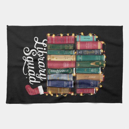 Library Squad Christmas Book Lovers Team Reading Geschirrtuch (Horizontal)